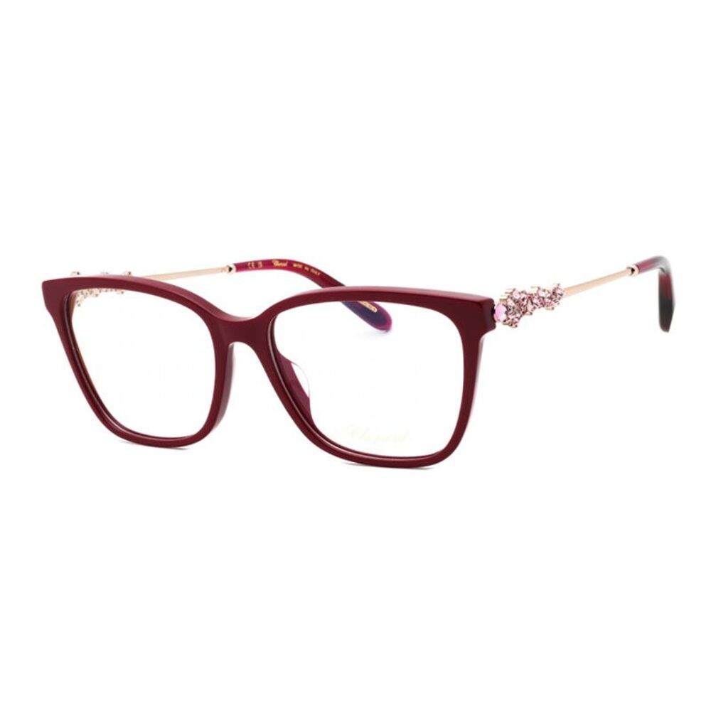 Chopard Eyeglasses Square Full Rim, Red Frame and Clear Demo Lenses Lens